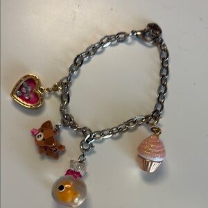 Charming Kids Bracelet with Heart, Dog, Goldfish and Cupcake Charms